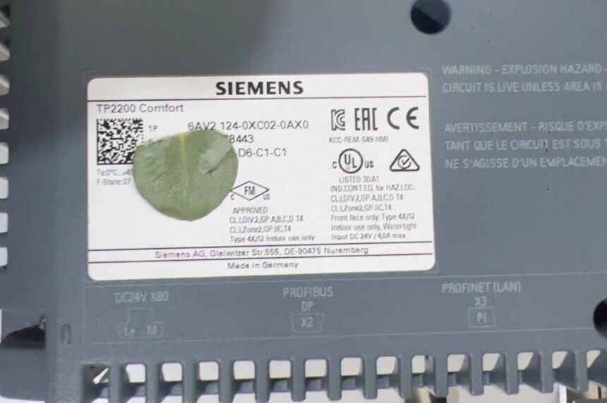 Siemens 6AV2124-0XC02-0AX0 TP2200 Панель оператора 5