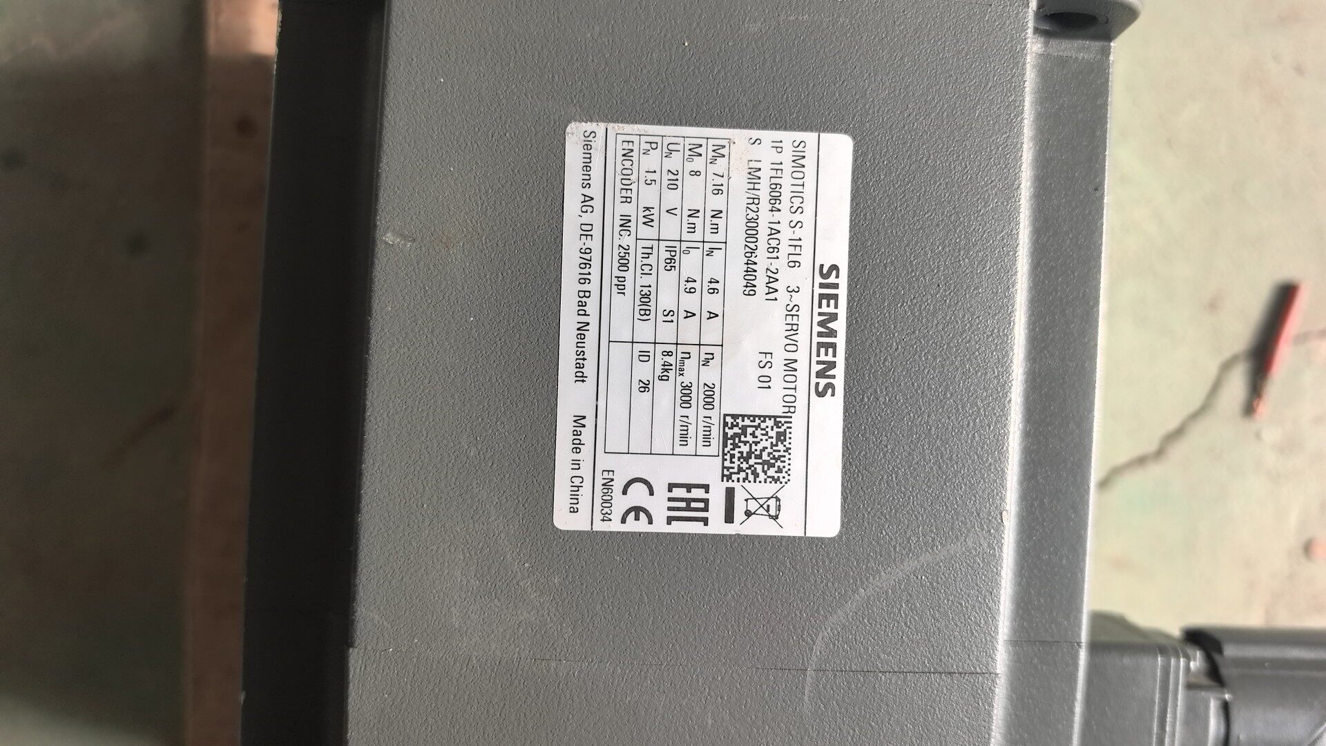Siemens 1FL6064-1AC61-2AA1 SIMOTICS S-1FL6 Сервомотор 2