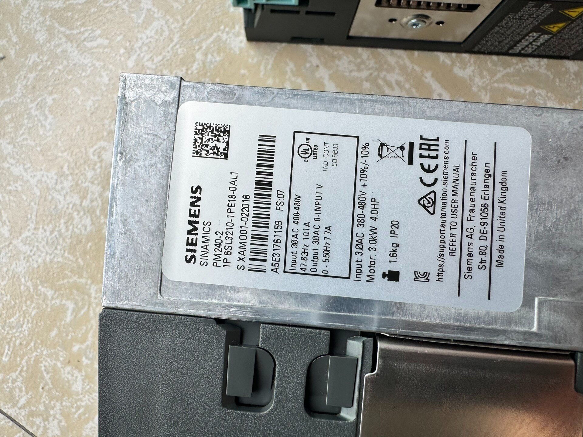 Siemens 6SL3210-1PE18-0AL1 PM240-2 5