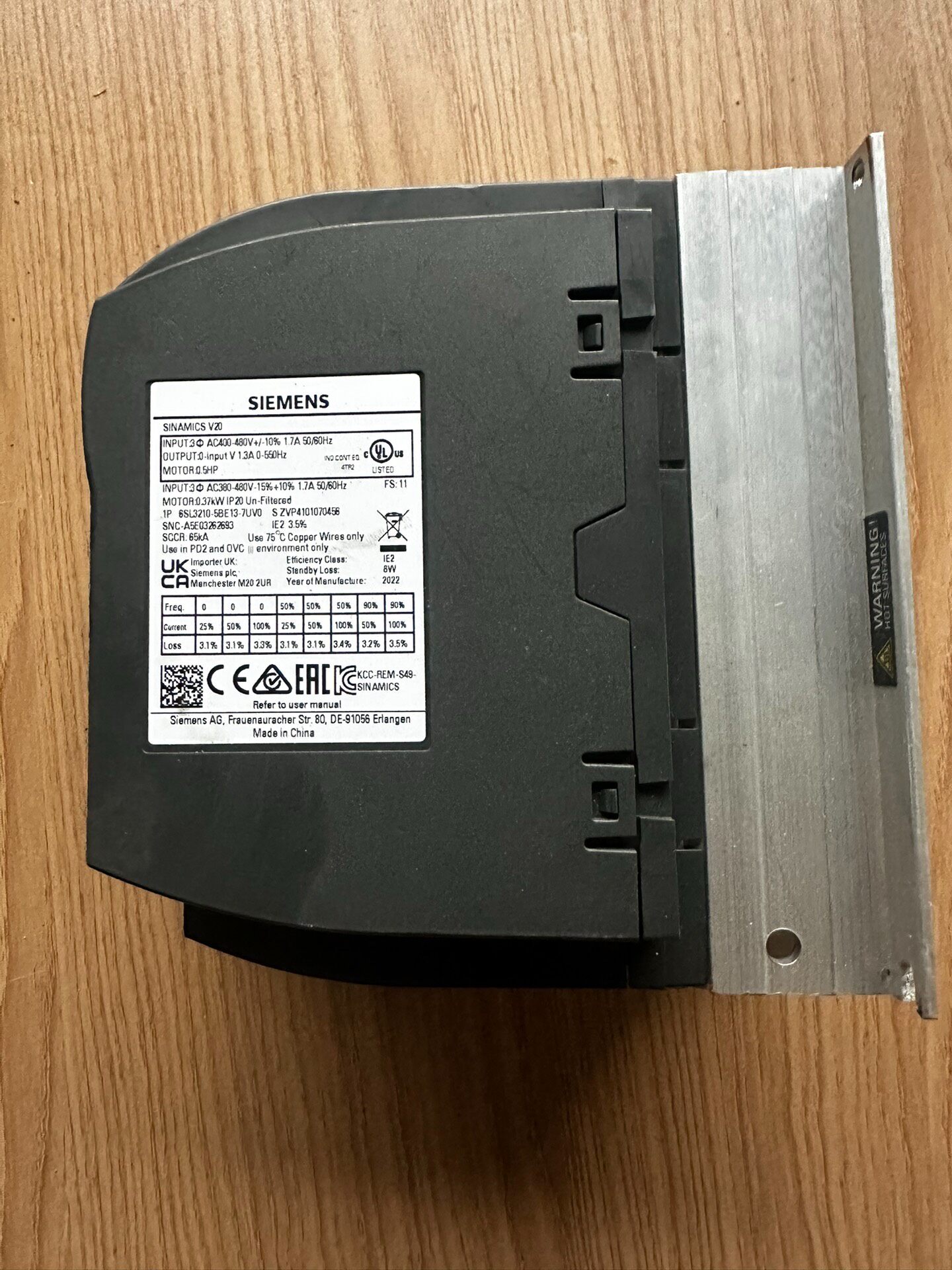 Siemens 6SL3210-5BE13-7UV0 SINAMICS V20 Преобразователь частоты 2