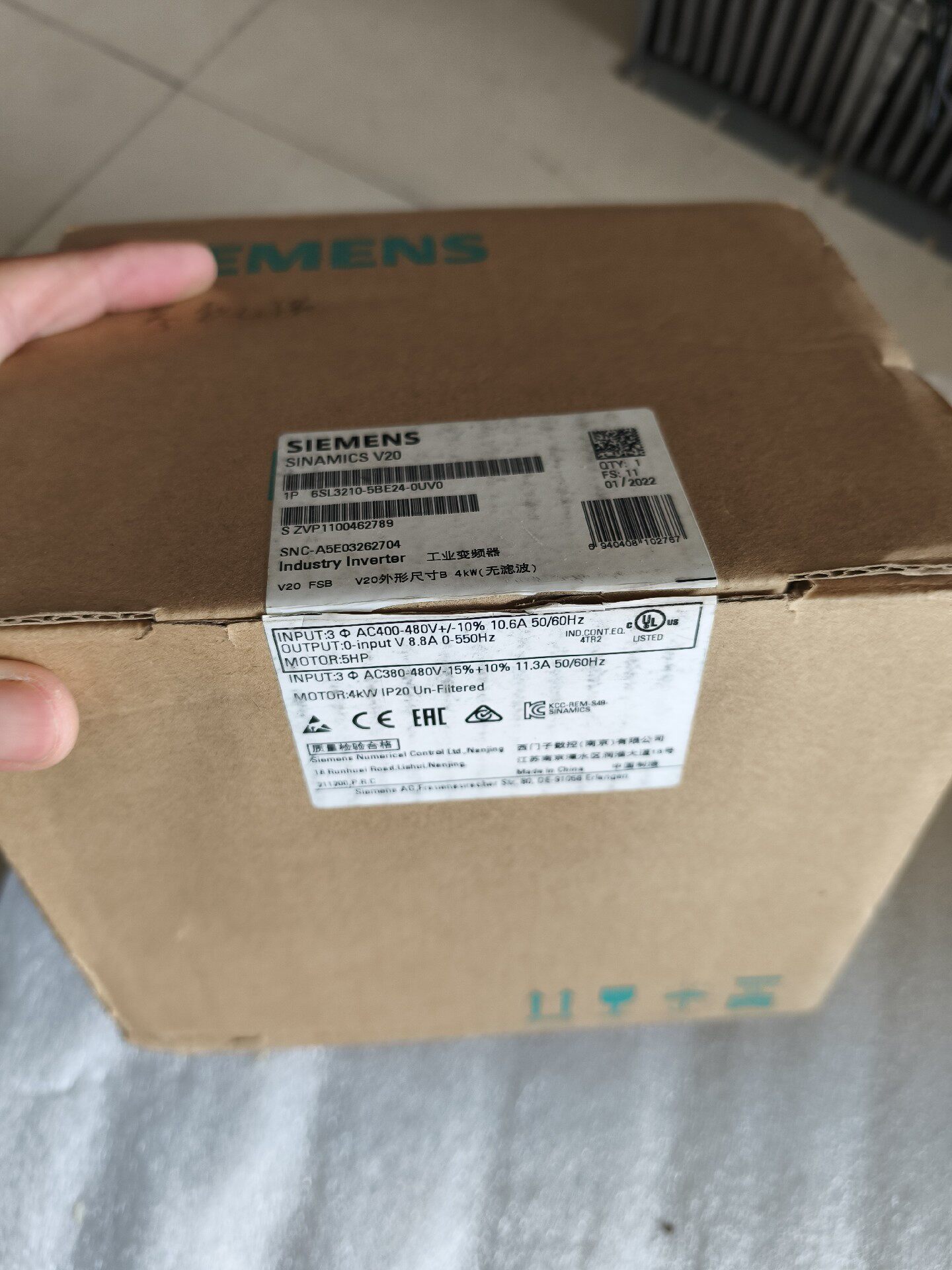 Siemens 6SL3210-5BE24-0UV0 SINAMICS V20 Преобразователь частоты 5