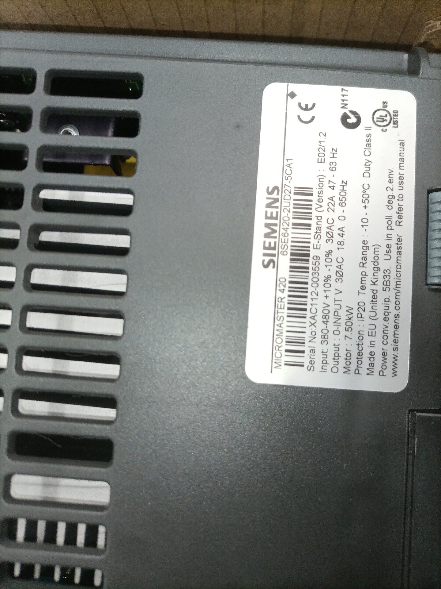 Siemens 6SE6420-2UD27-5CA1 MICROMASTER 420 Преобразователь частоты 2