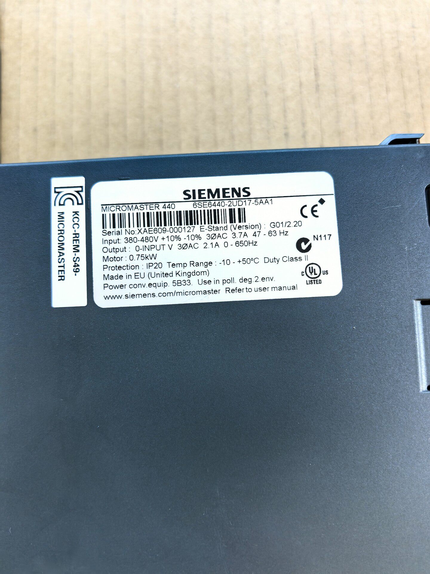 Siemens 6SE6440-2UD17-5AA1 MICROMASTER 440 Преобразователь частоты 5
