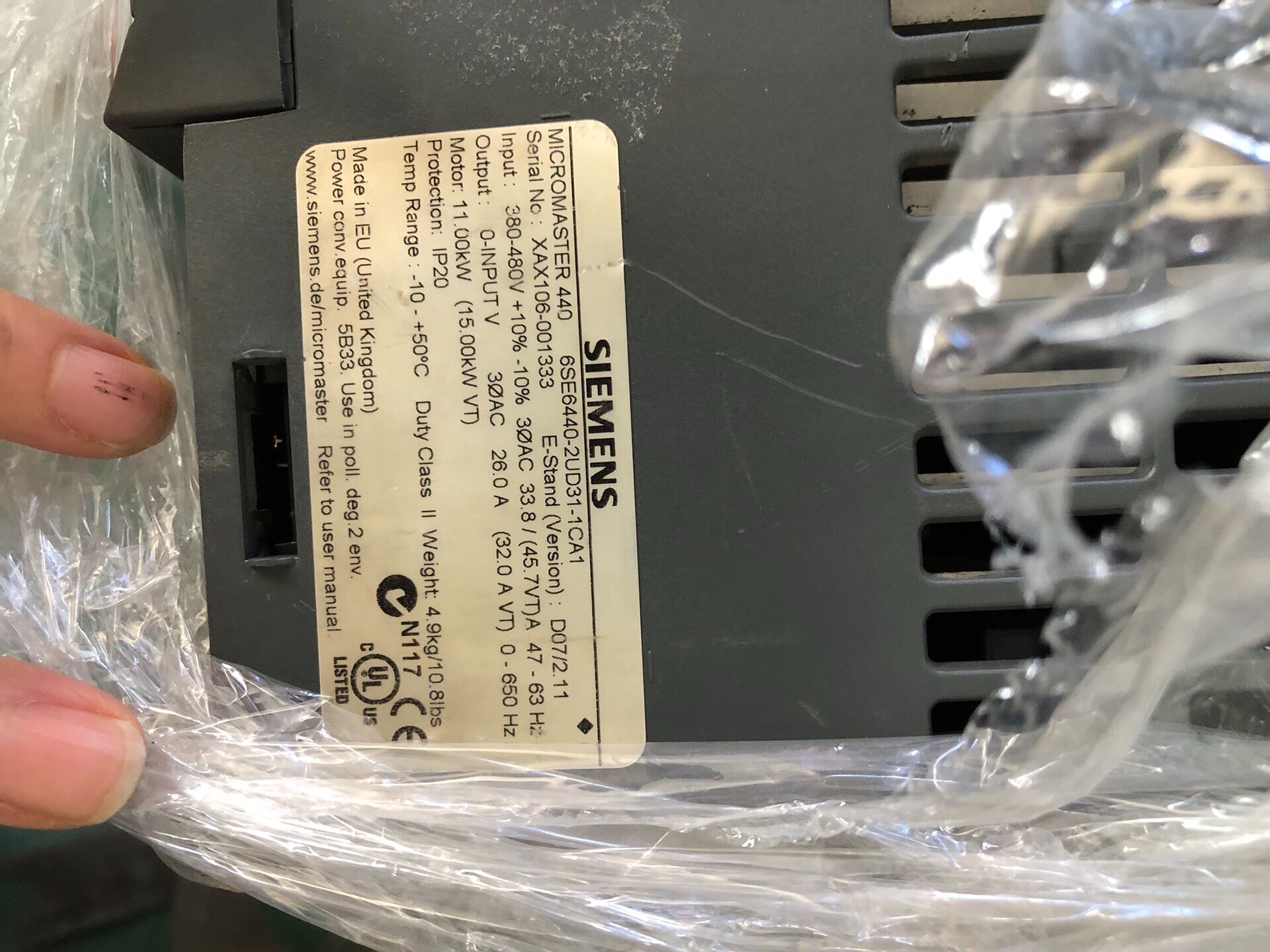 Siemens 6SE6440-2UD31-1CA1 MICROMASTER 440 Преобразователь частоты 2