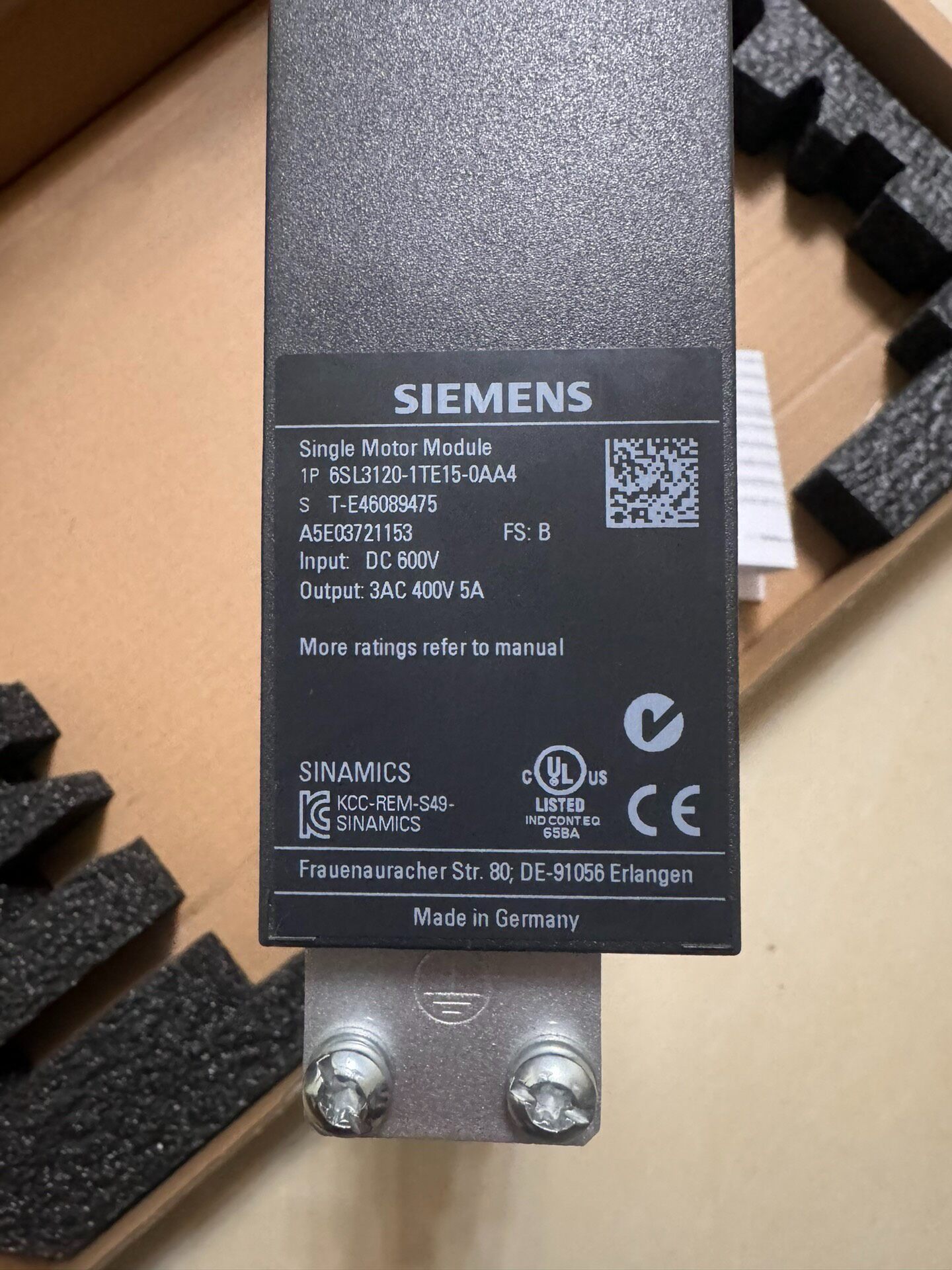 Siemens 6SL3120-1TE15-0AA4 SINAMICS S120 Сервопривод 2