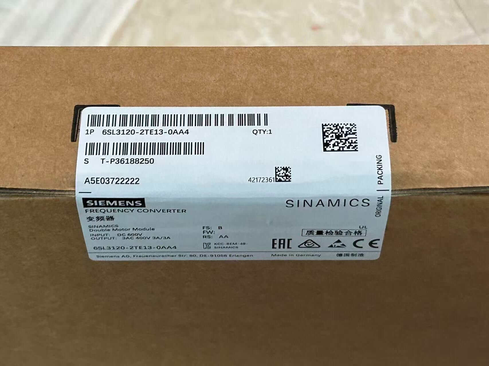 Siemens 6SL3120-2TE13-0AA4 SINAMICS S120 Сервопривод 6