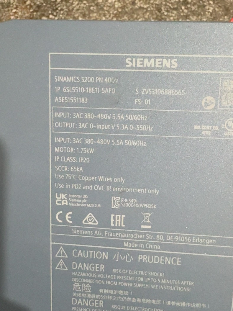 Siemens 6SL5510-1BE11-5AF0 SINAMICS S200 Сервопривод 2