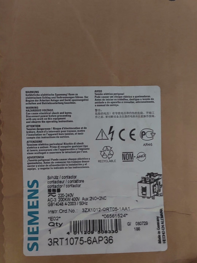 Siemens 3RT1075-6AP36 3RT1075 Контактор 3