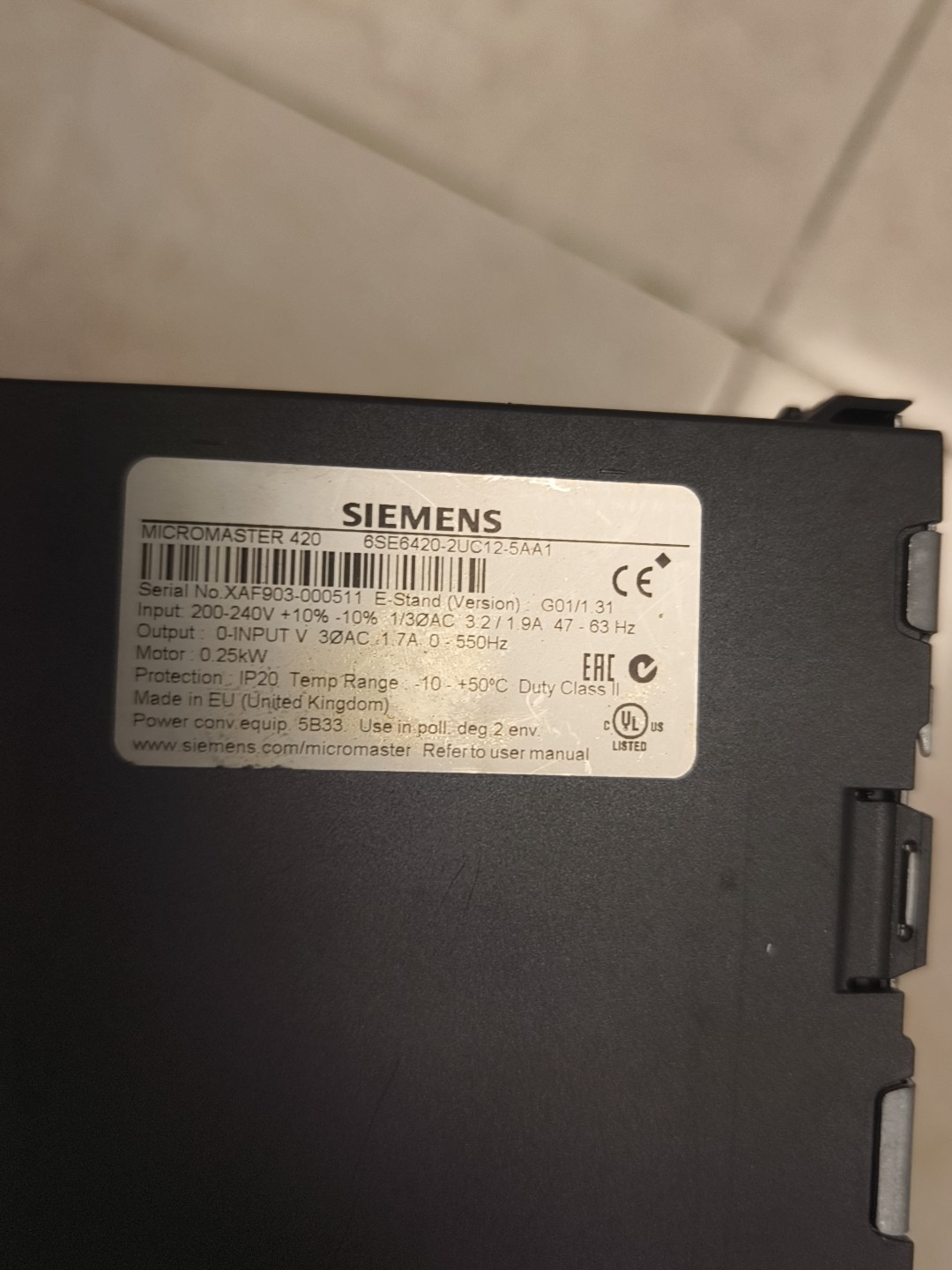 Siemens 6SE6420-2UC12-5AA1 MICROMASTER 420 2
