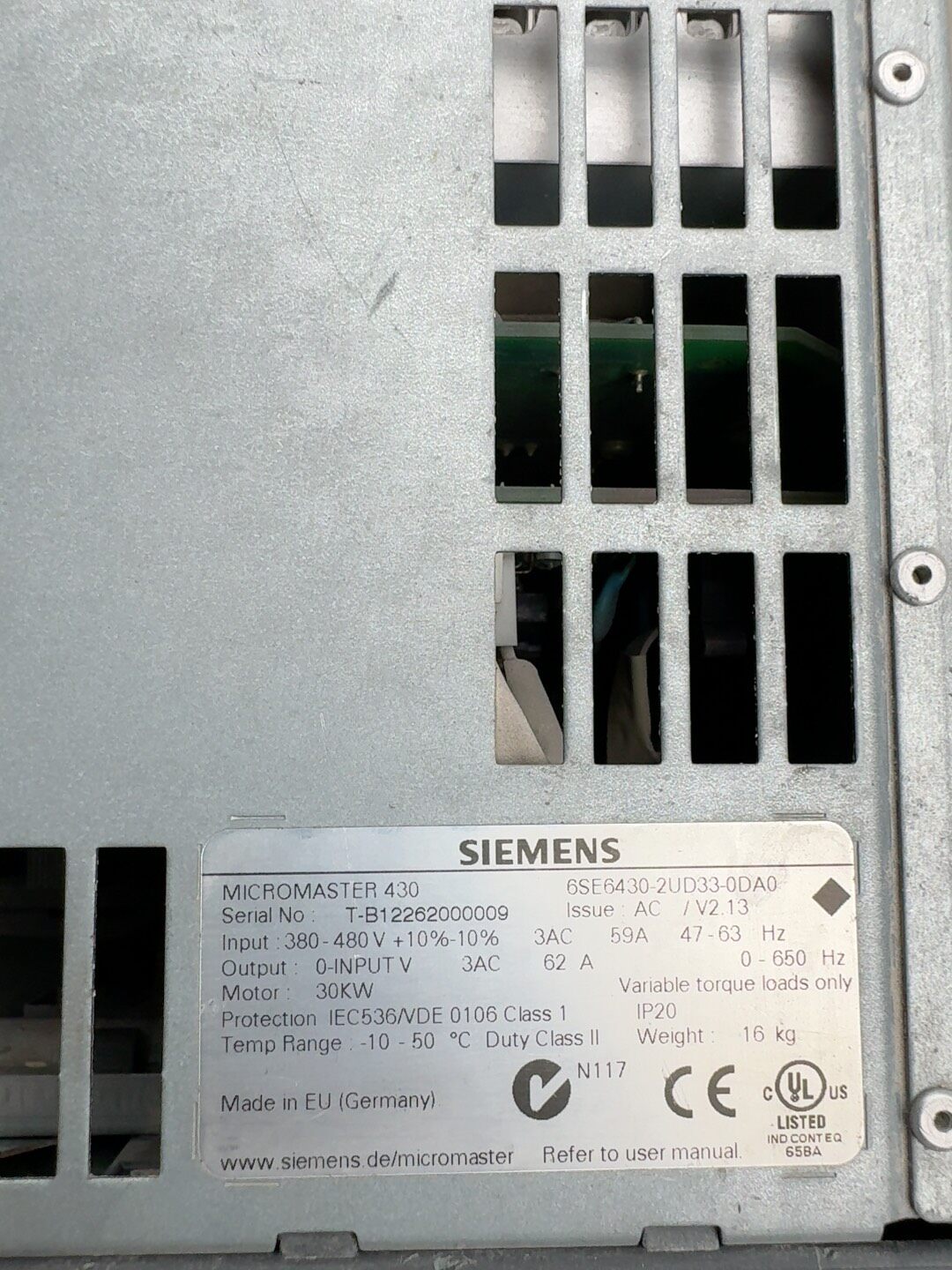Siemens 6SE6430-2UD33-0DA0 MICROMASTER 430 2