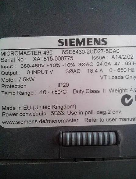 Siemens 6SE6430-2UD37-5FA0 MICROMASTER 430 2