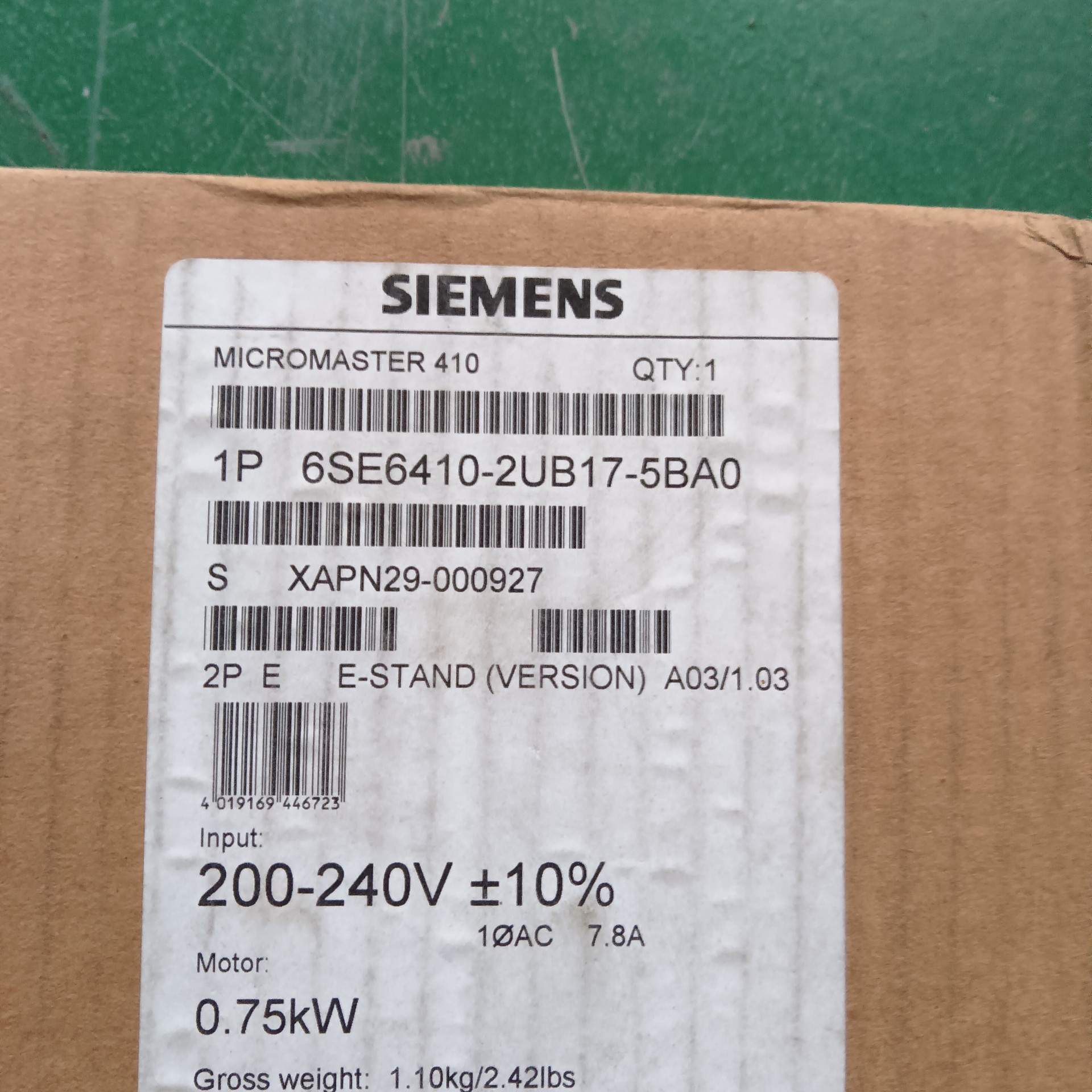 Siemens 6SE6410-2UB17-5BA0 MICROMASTER 410 5