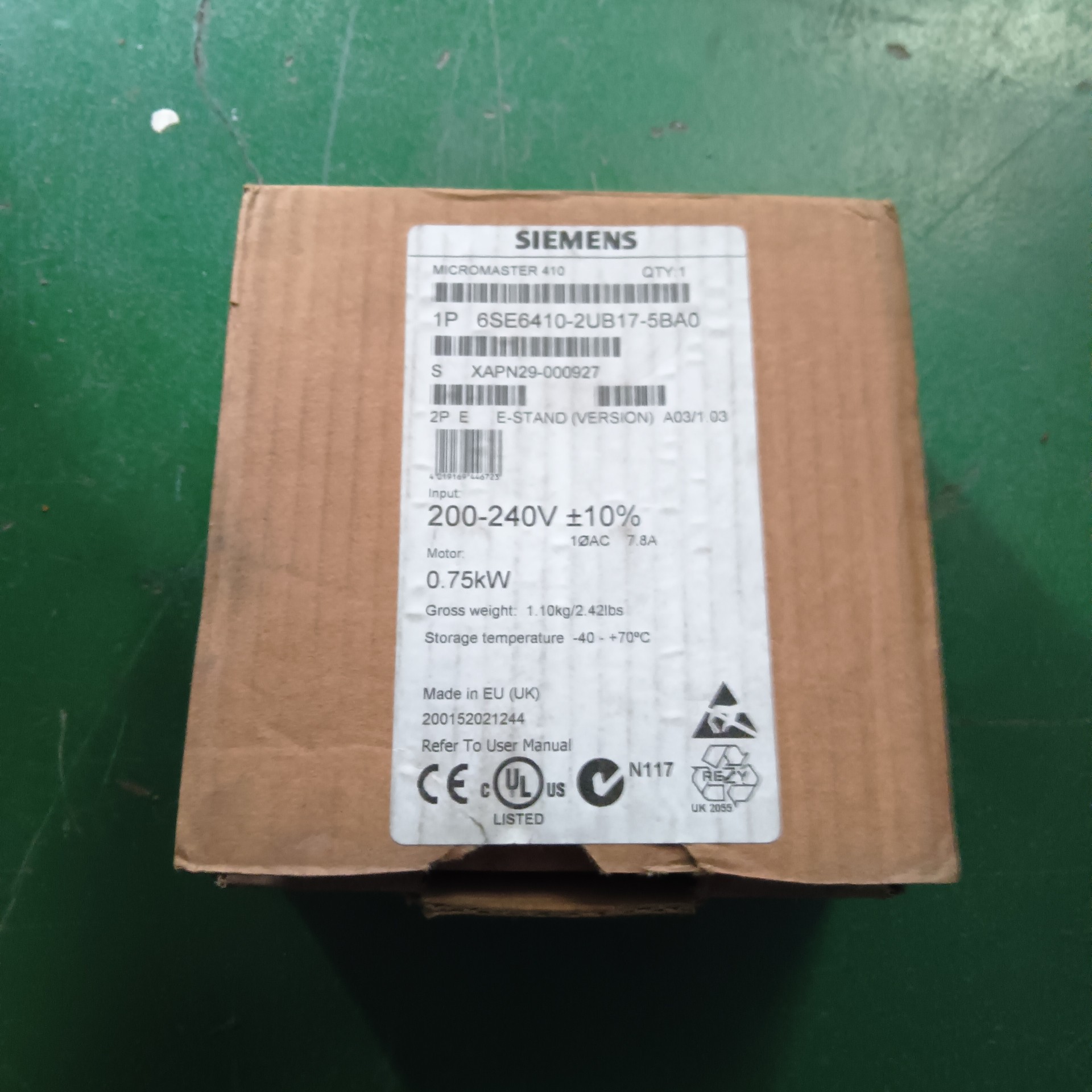 Siemens 6SE6410-2UB17-5BA0 MICROMASTER 410 6