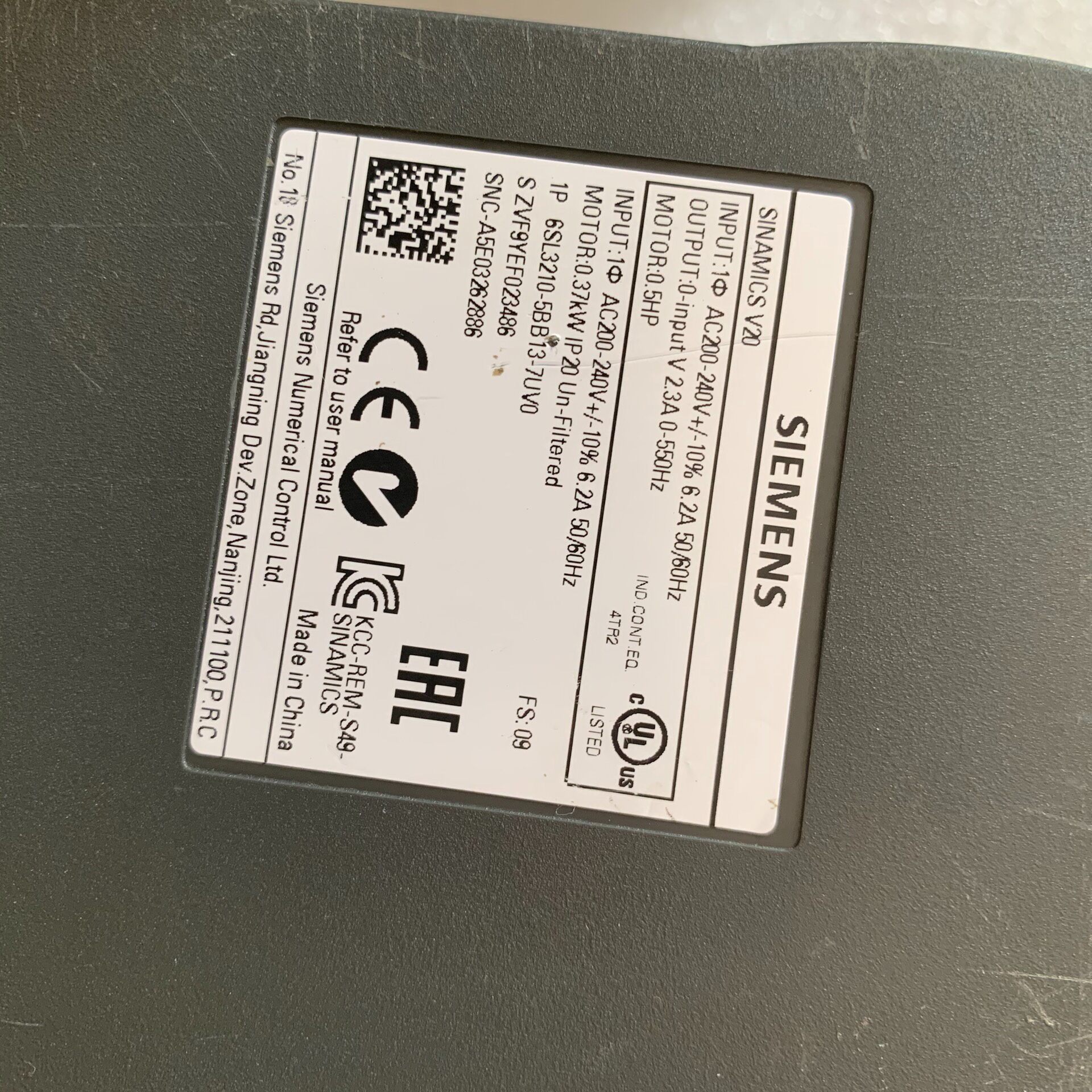 Siemens 6SL3210-5BB17-5UV0 SINAMICS V20 2