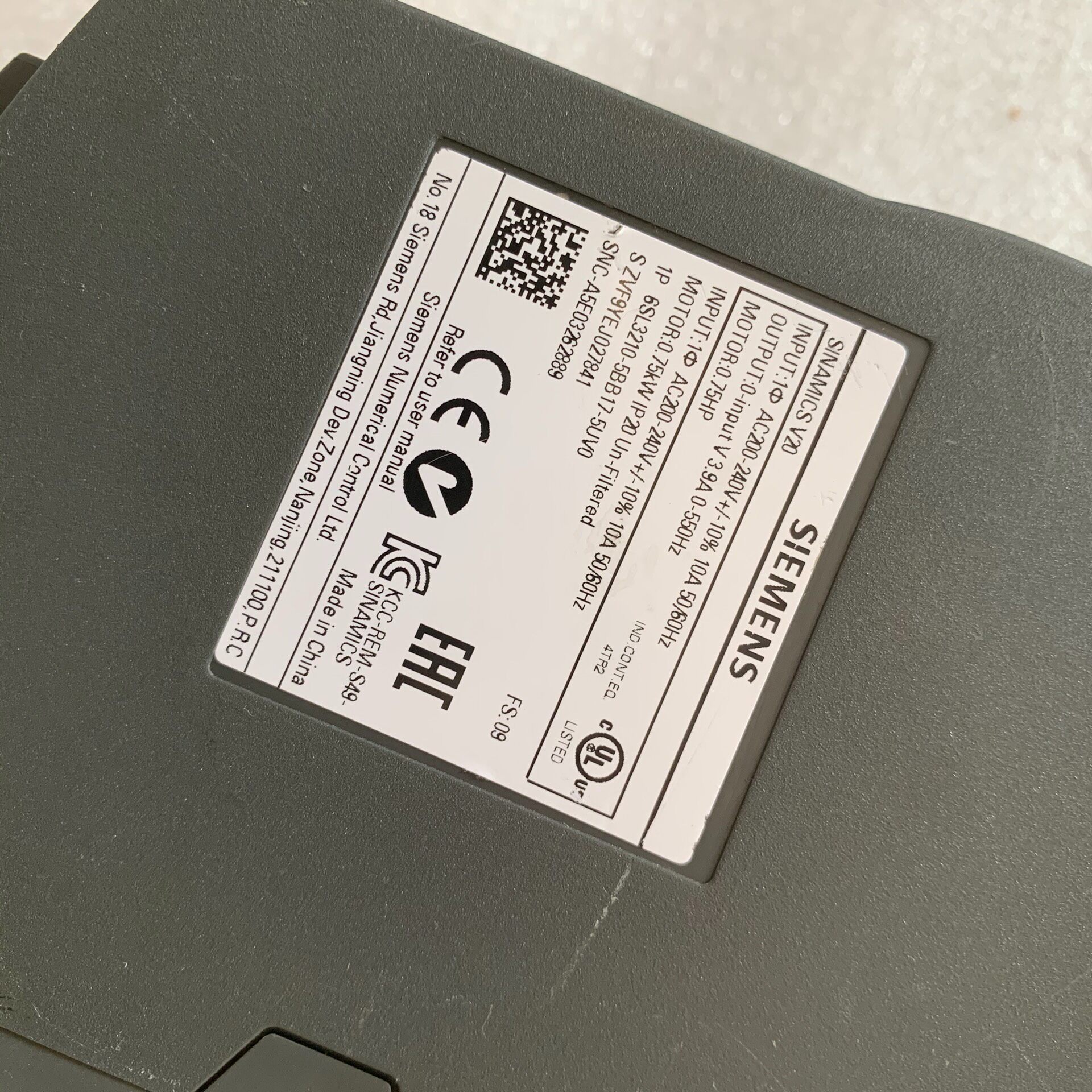 Siemens 6SL3210-5BB17-5UV0 SINAMICS V20 3