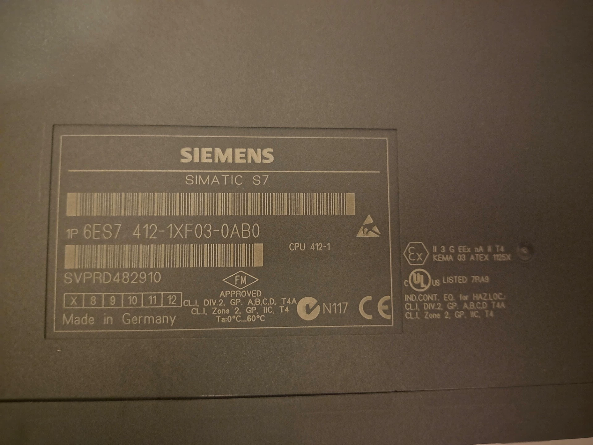 Siemens 6ES7412-1XF03-0AB0 CPU 412-1