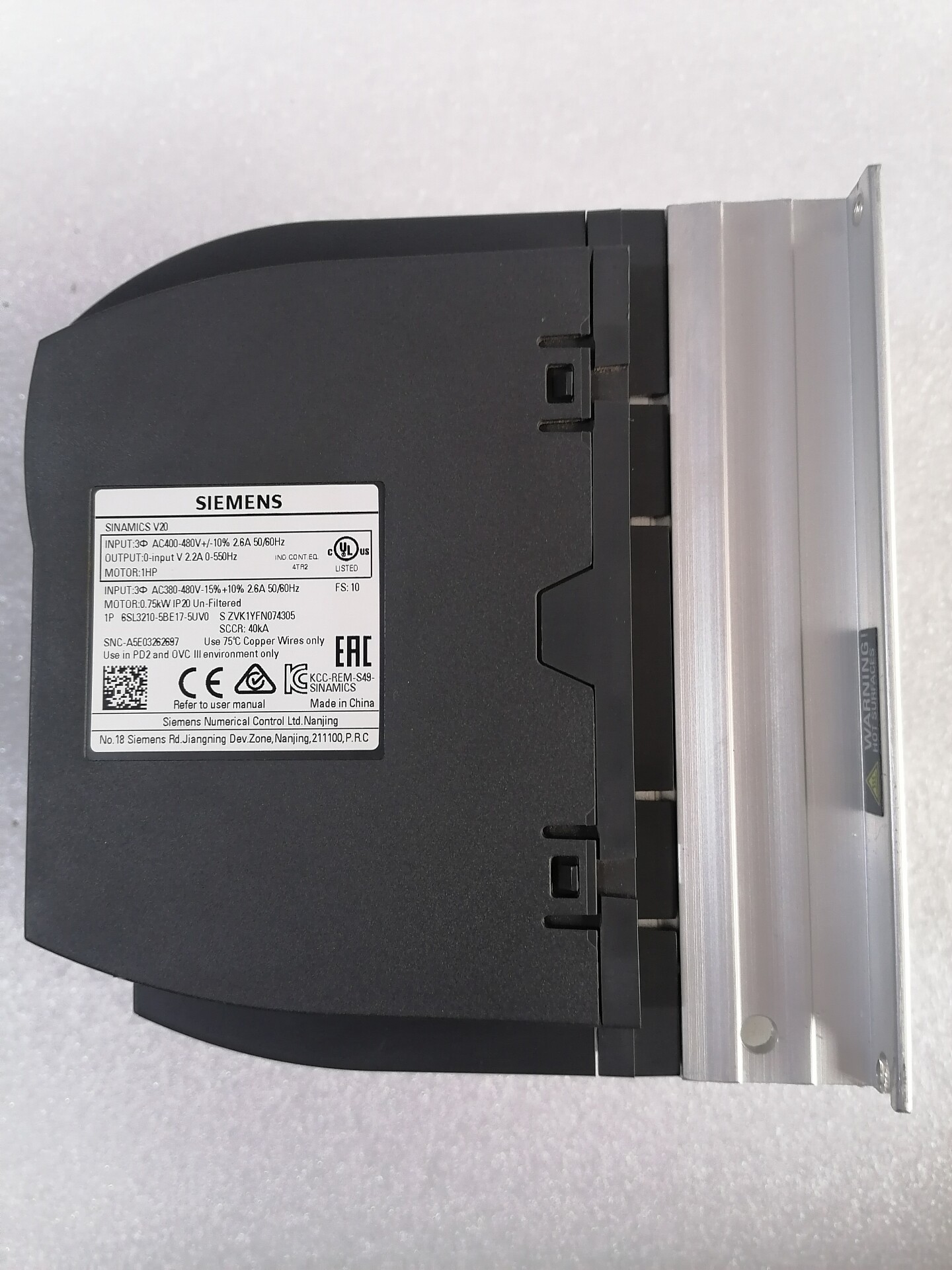 Siemens 6SL3210-5BE17-5UV0 SINAMICS V20 4