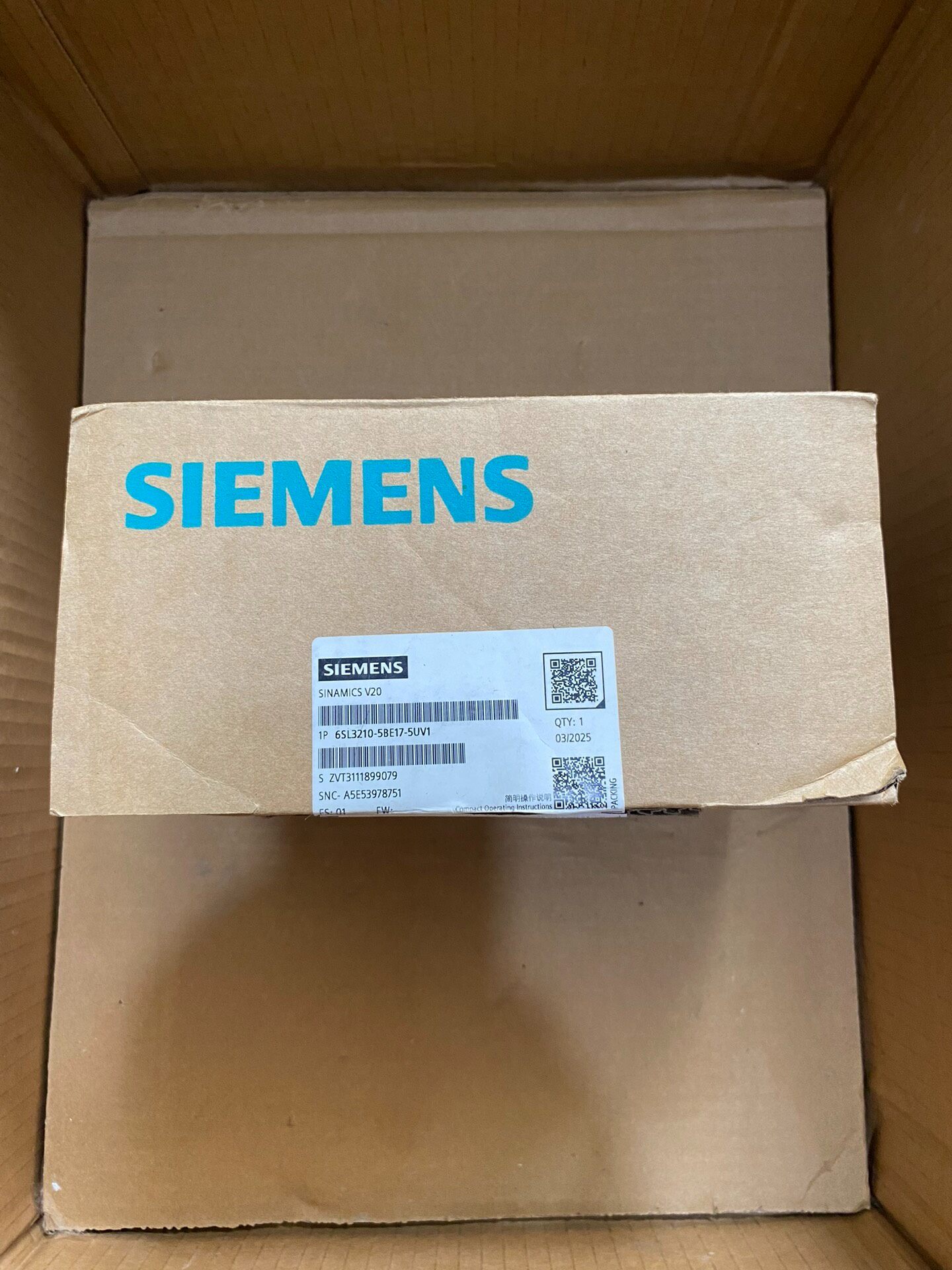 Siemens 6SL3210-5BE17-5UV1 SINAMICS V20