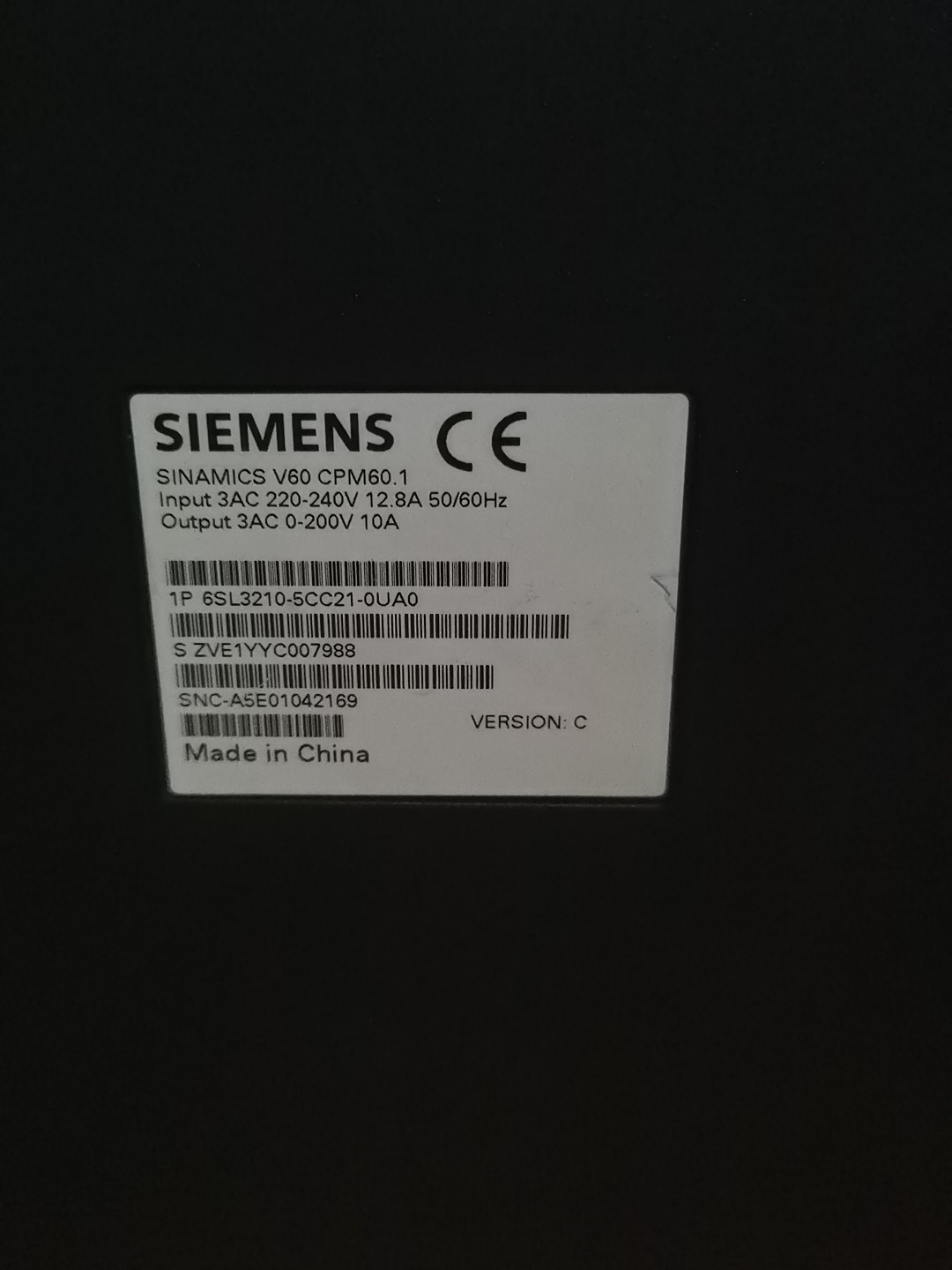 Siemens 6SL3210-5CC21-0UA0 SINAMICS V60 2