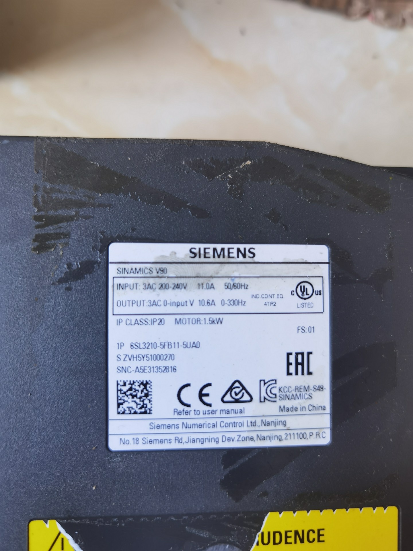 Siemens 6SL3210-5FB11-5UA0 SINAMICS V90 2