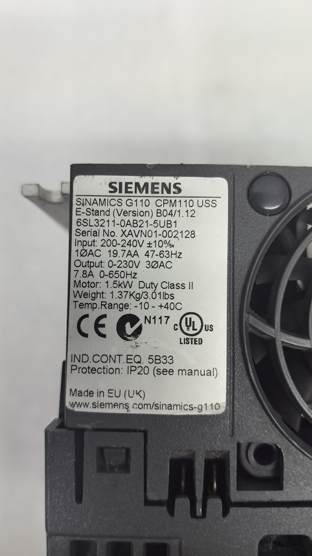 Siemens 6SL3211-0AB21-5UB1 SINAMICS G110 2