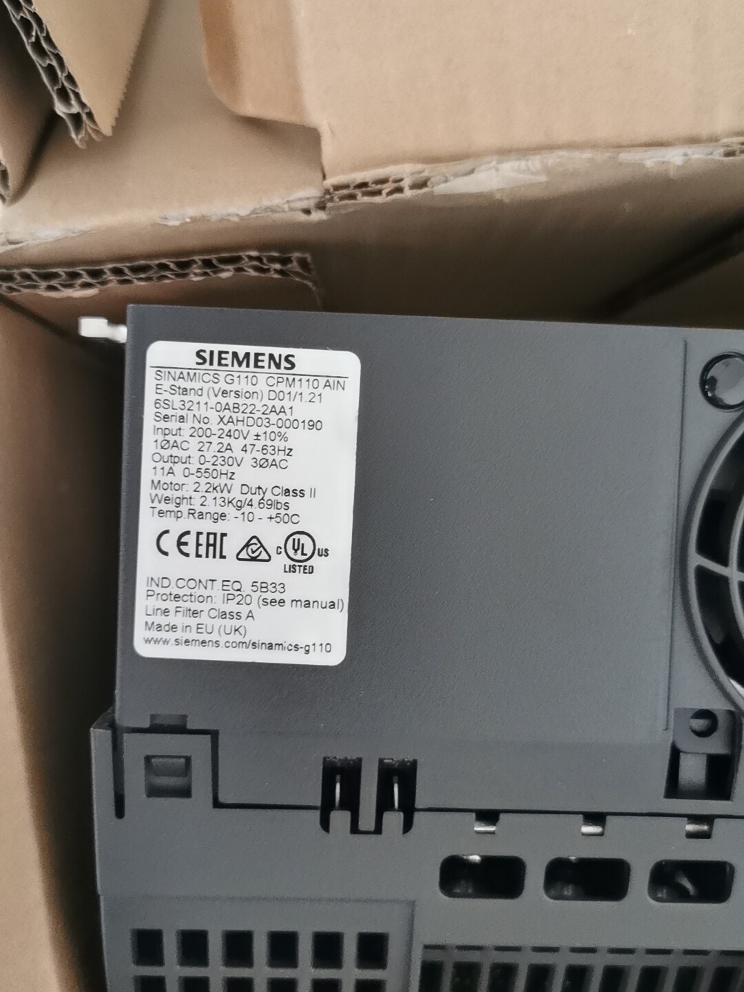 Siemens 6SL3211-0AB22-2AA1 SINAMICS G110 2