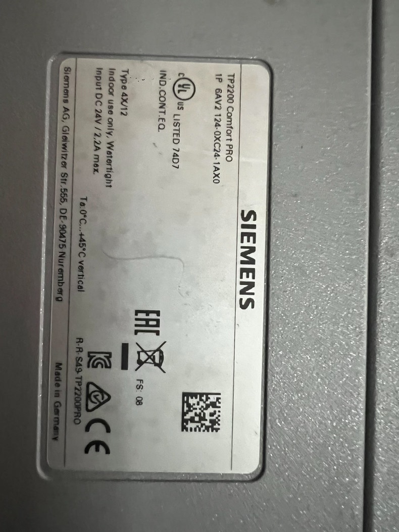 Siemens 6AV2124-0XC24-1AX0 TP2200 2