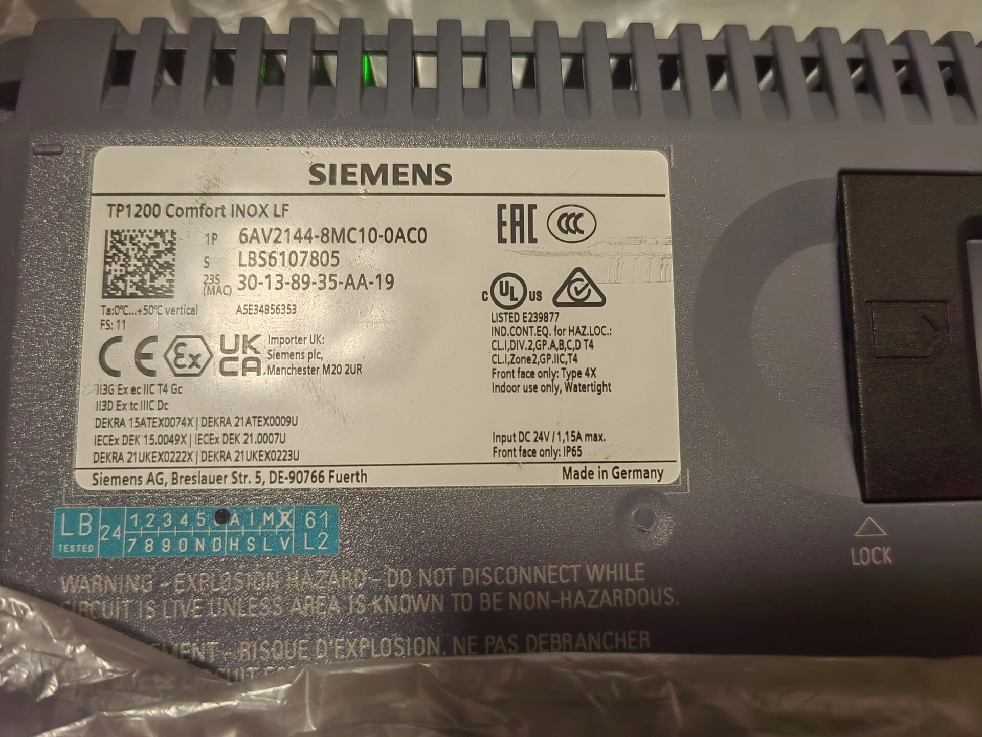 Siemens 6AV2144-8MC10-0AC0 TP1200