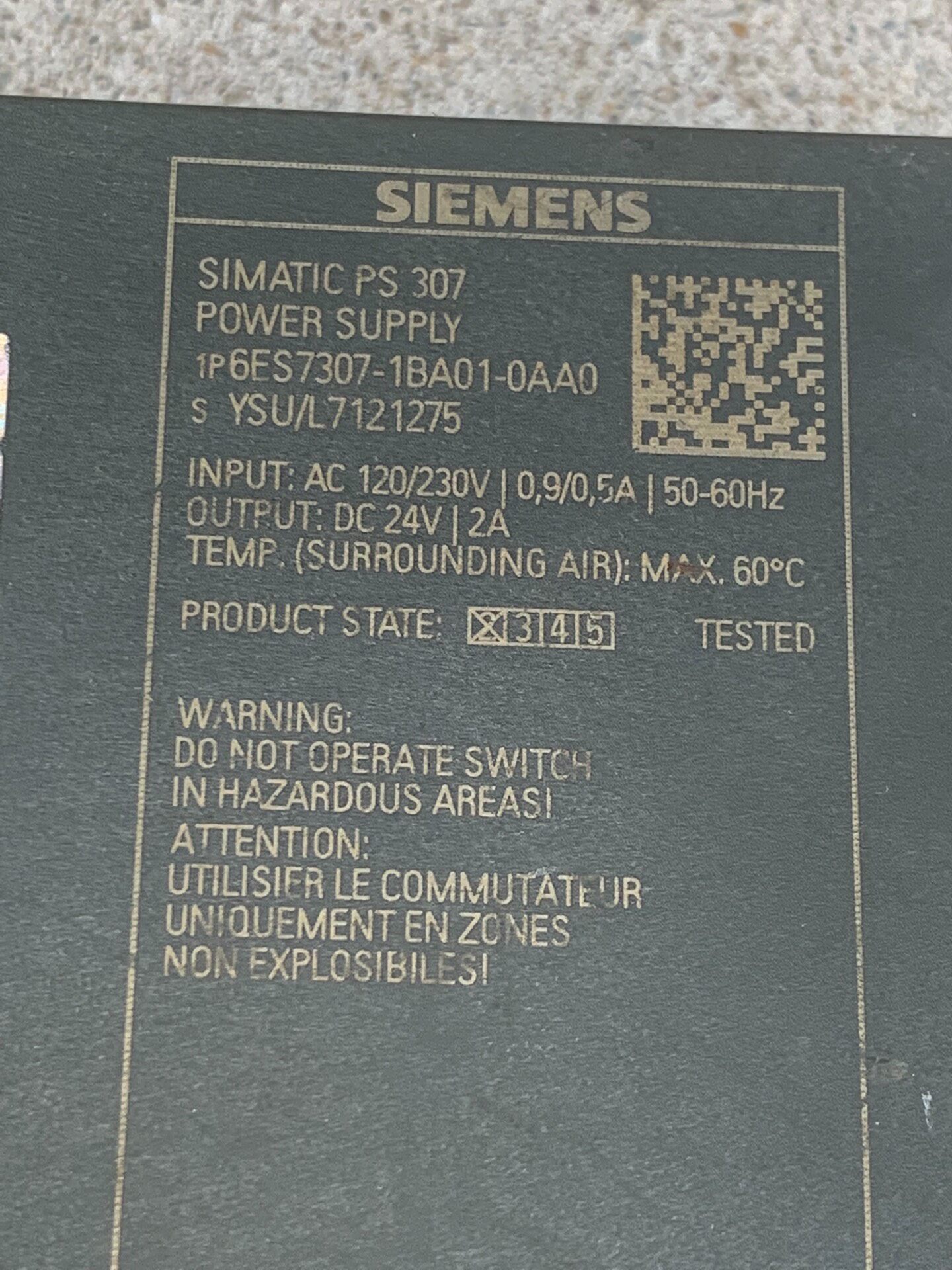 Siemens 6ES7307-1BA01-0AA0  2
