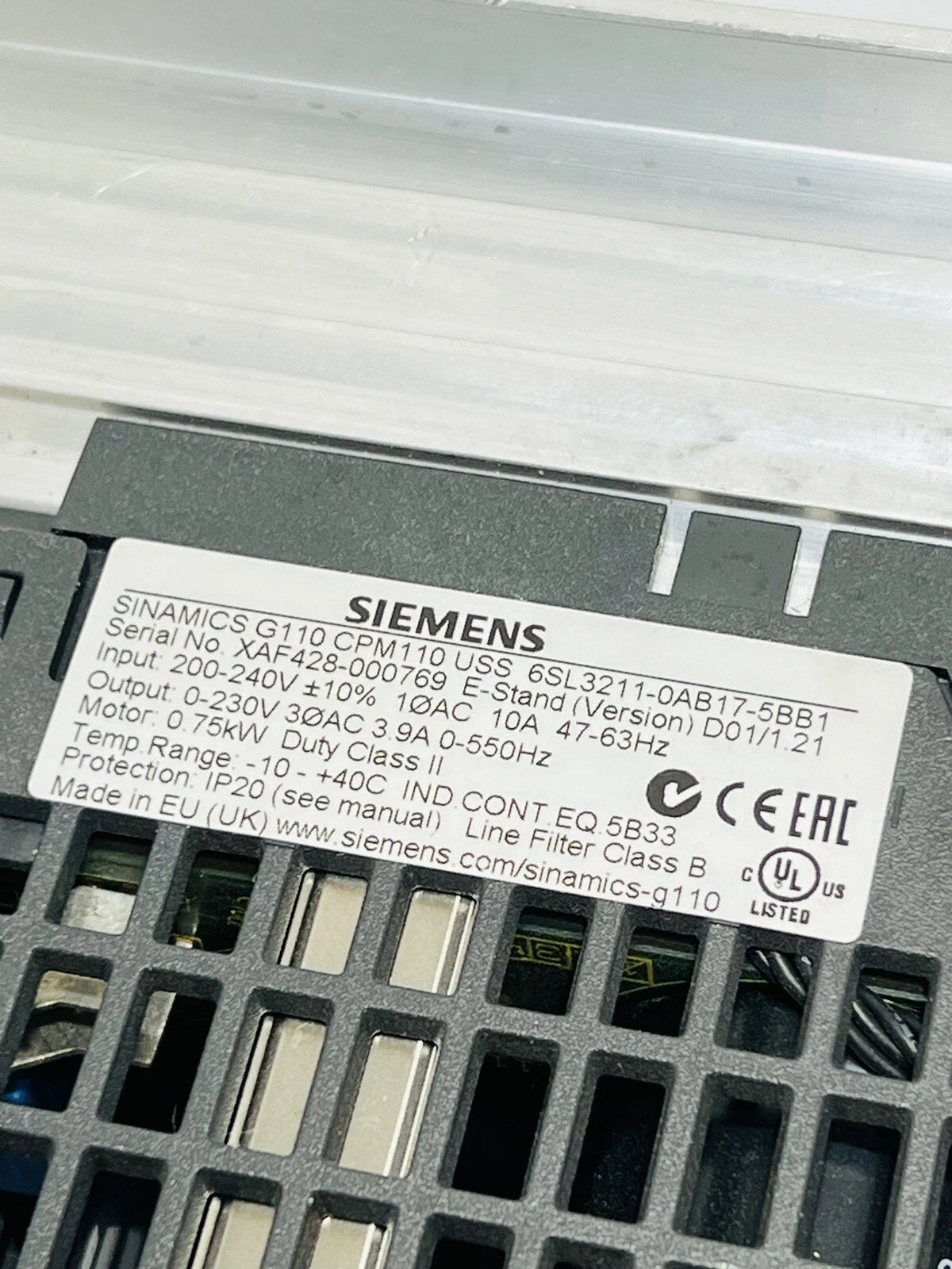 Siemens 6SL3211-0AB17-5BB1 SINAMICS G110 5