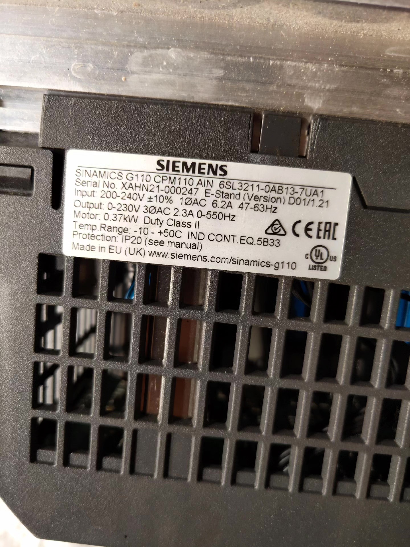 Siemens 6SL3211-0AB13-7UA1 SINAMICS G110 3