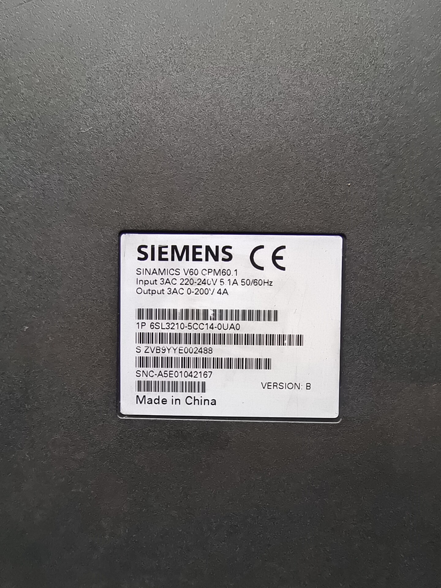 Siemens 6SL3210-5BE32-2UV0 SINAMICS V20 3