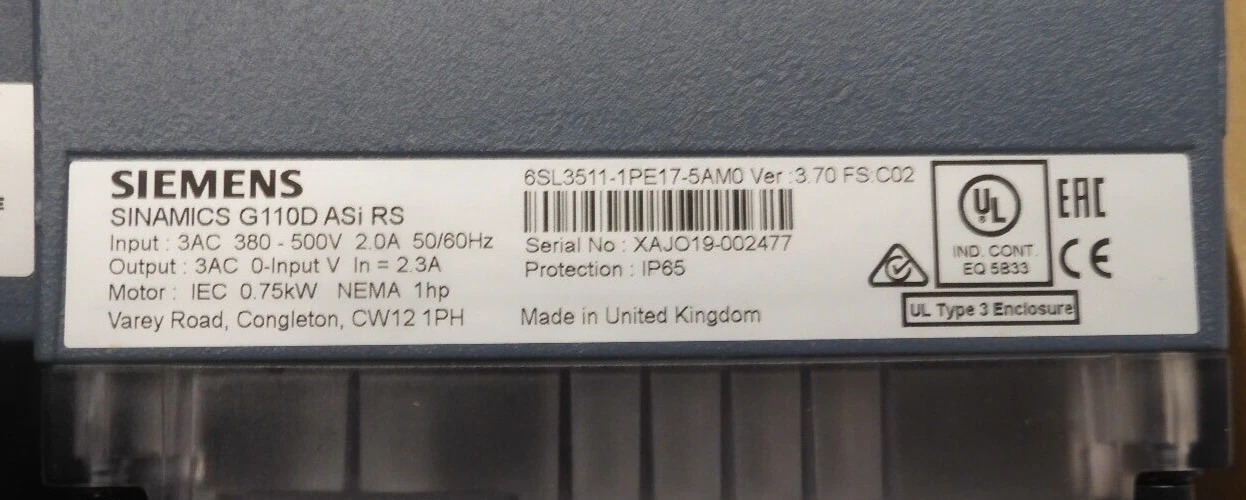 Siemens 6SL3511-1PE17-5AM0 SINAMICS G110D 2