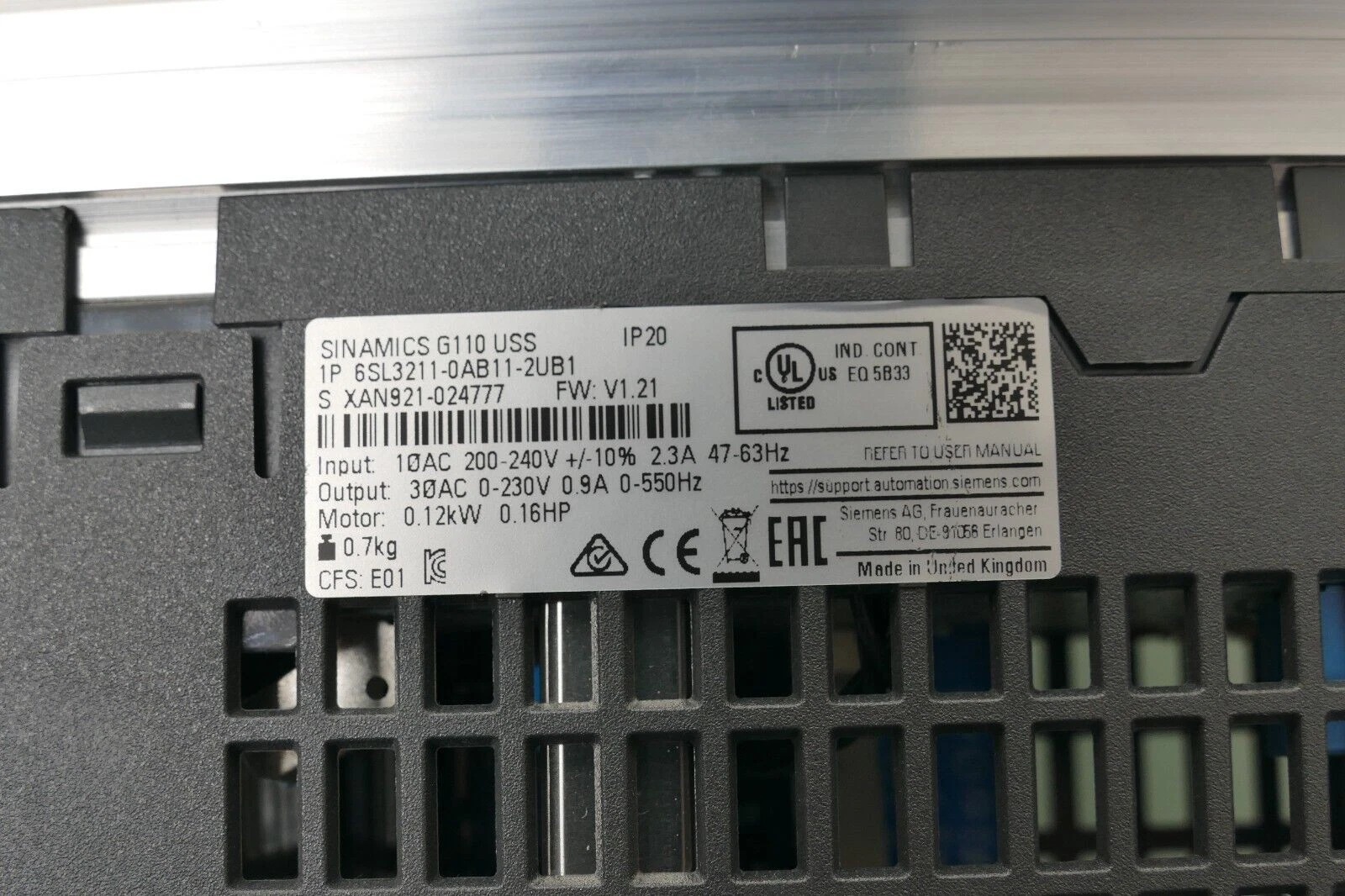 Siemens 6SL3211-0AB11-2UB1 SINAMICS G110 4
