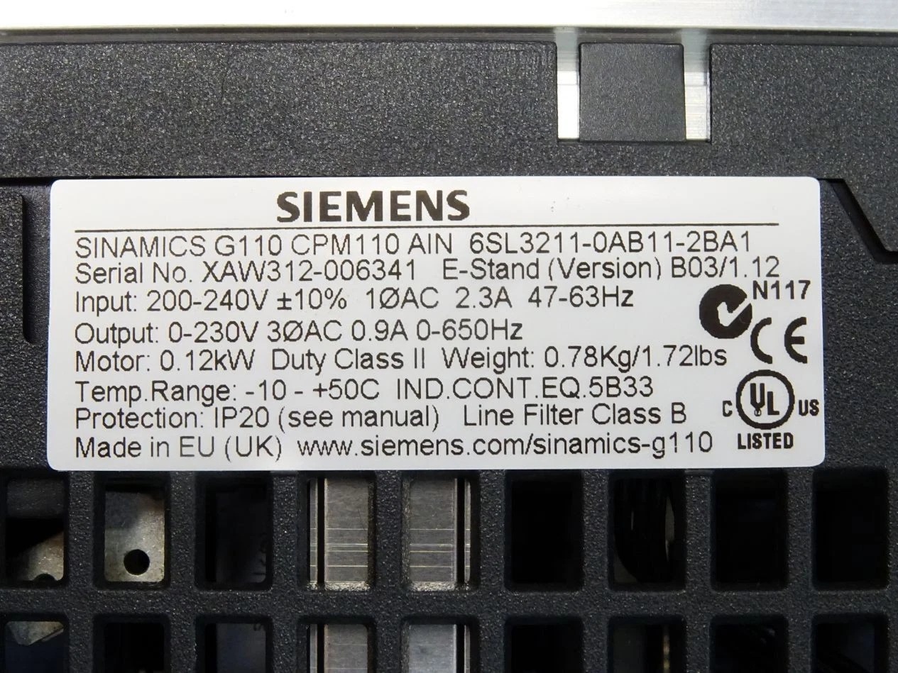 Siemens 6SL3211-0AB11-2BA1 SINAMICS G110 4