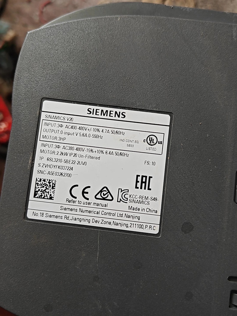 Siemens 6SL3210-5BE22-2UV0 SINAMICS V20 7