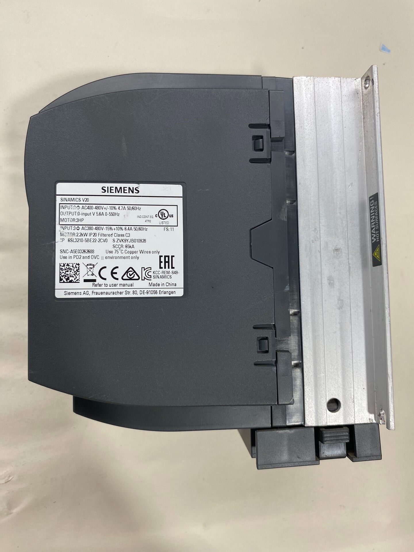 Siemens 6SL3210-5BE22-2CV0 SINAMICS V20 2