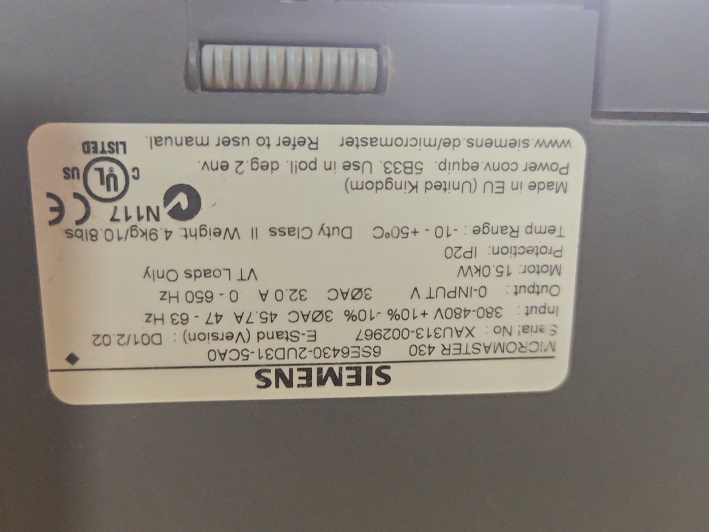 Siemens 6SE6430-2UD31-5CA0 MICROMASTER 430 4