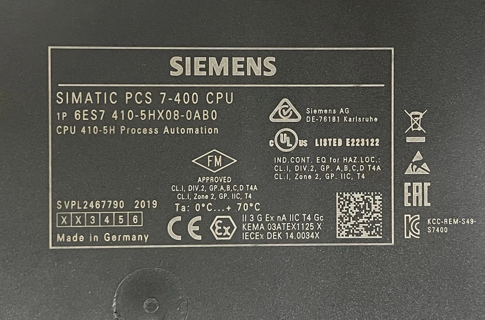Siemens 6ES7410-5HX08-0AB0 CPU 410-5H 3