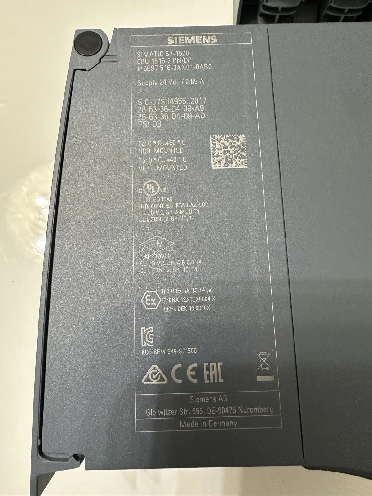 Siemens 6ES7516-3FN01-0AB0 CPU 1516F-3 PN 2