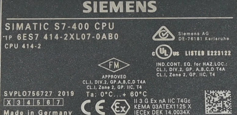 Siemens 6ES7414-2XL07-0AB0 CPU 414-2 3