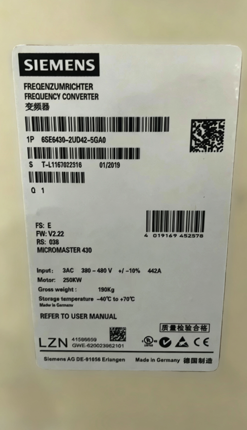Siemens 6SE6430-2UD42-0GA0 MICROMASTER 430