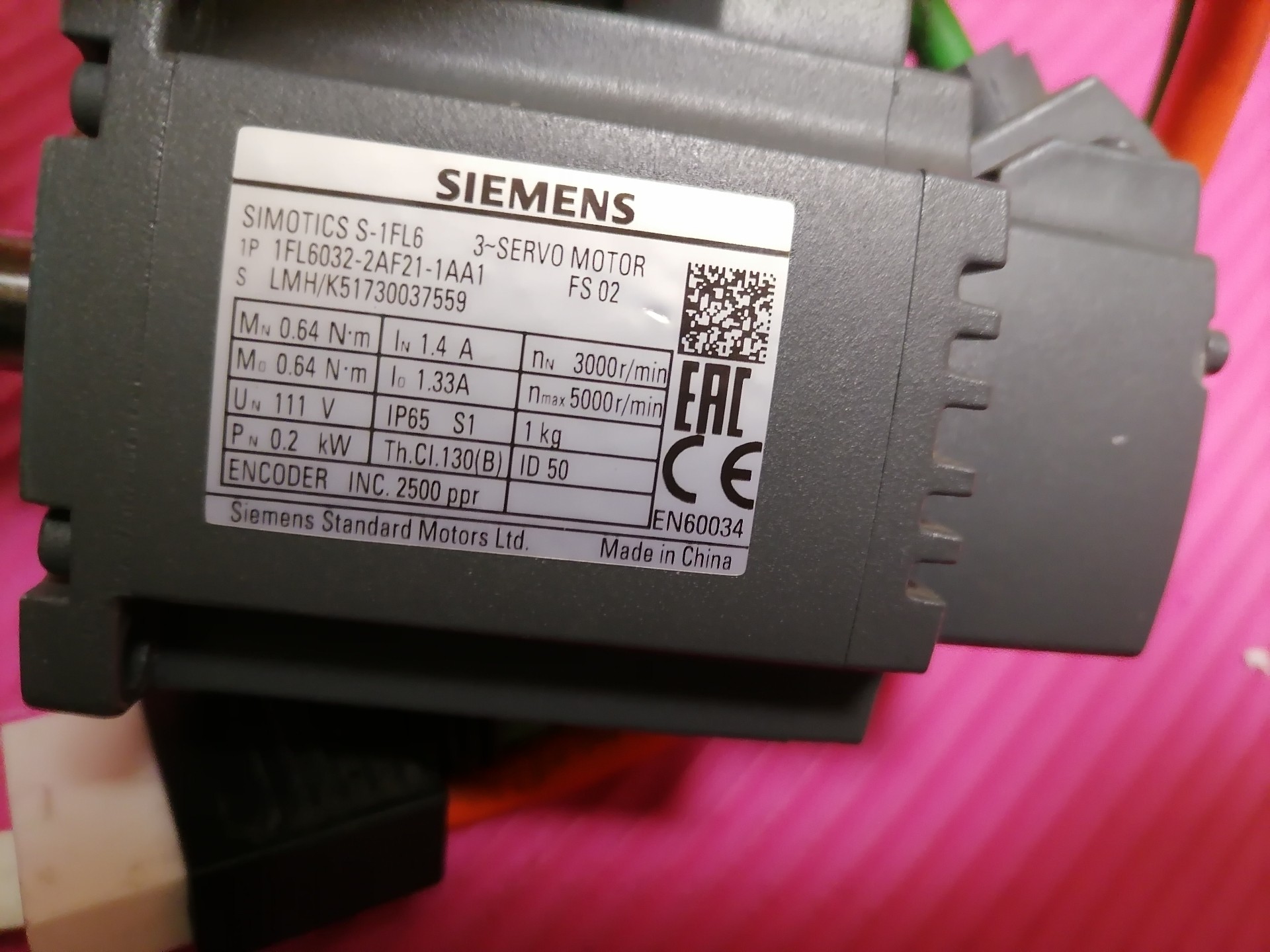 Siemens 1FL6032-2AF21-1AA1 SIMOTICS S-1FL6 Сервомотор 2