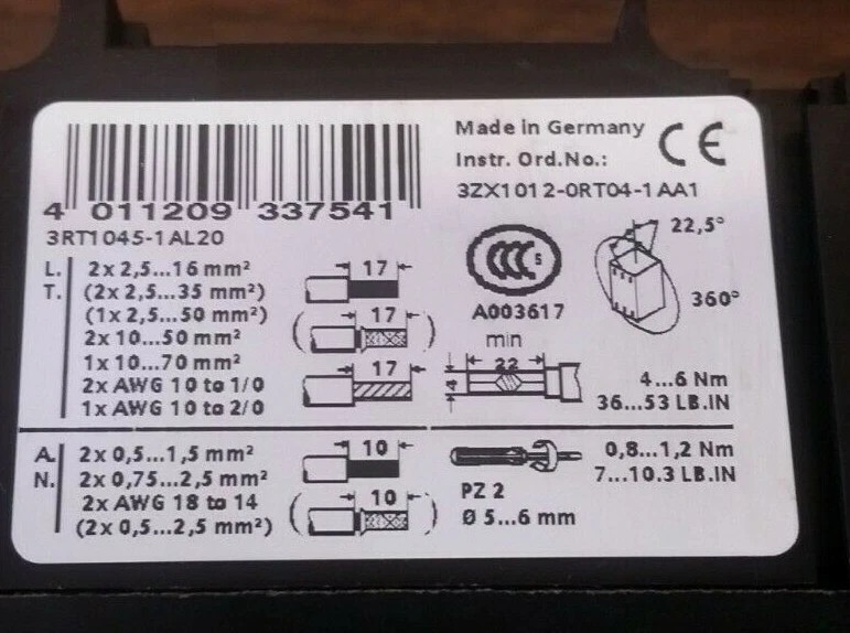 Siemens 3RT1045-1AL20 3RT1045 Контактор 2