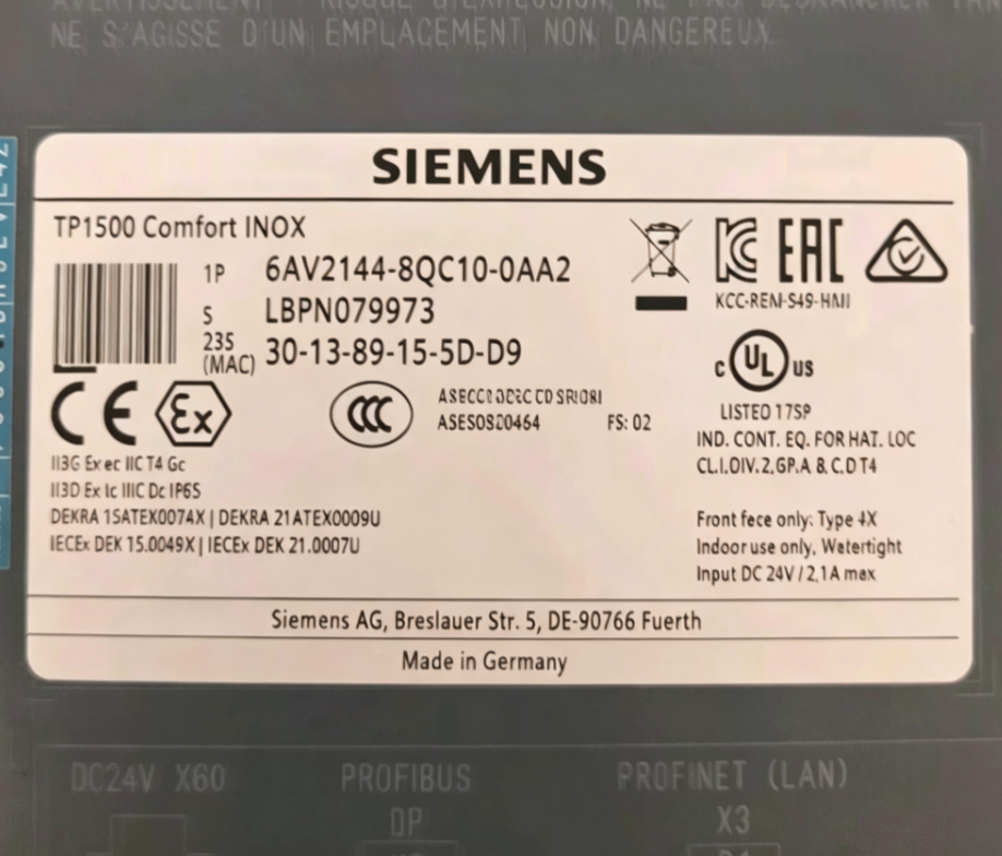 Siemens 6AV2144-8QC10-0AA2 TP1500 2