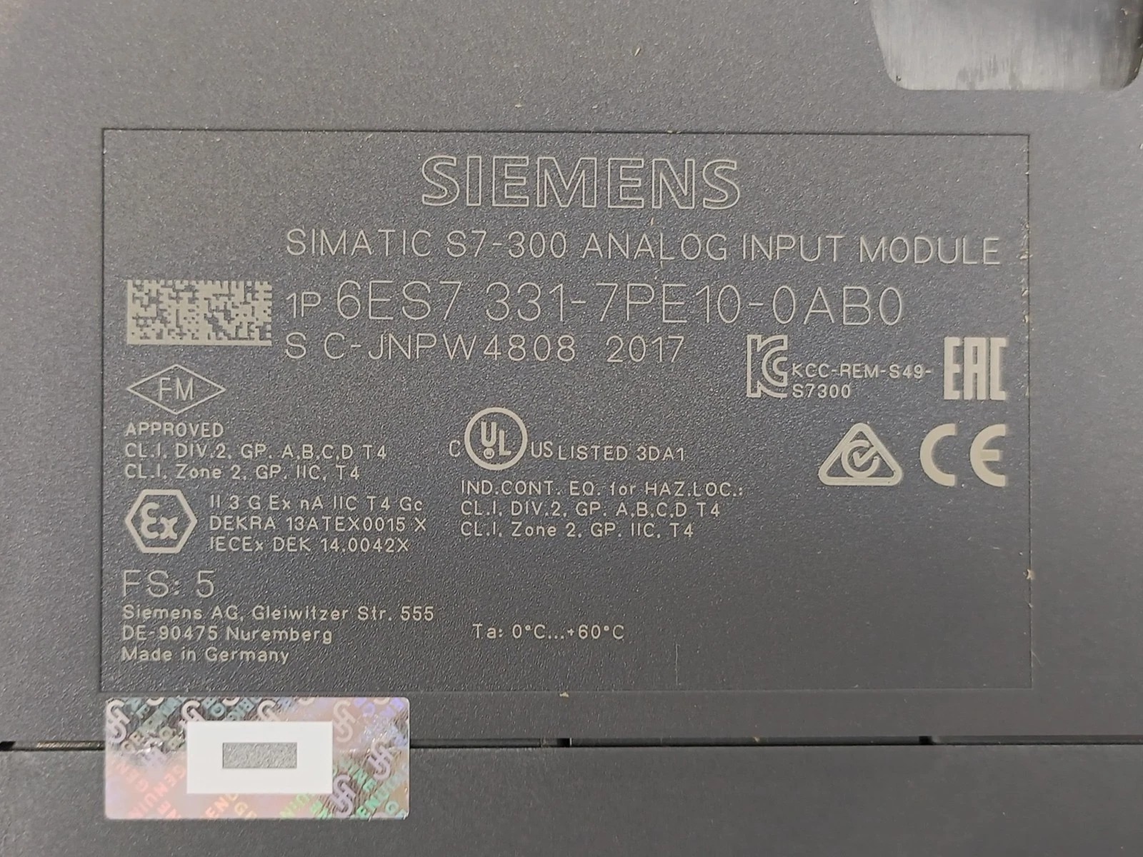 Siemens 6ES7331-7PE10-0AB0  5
