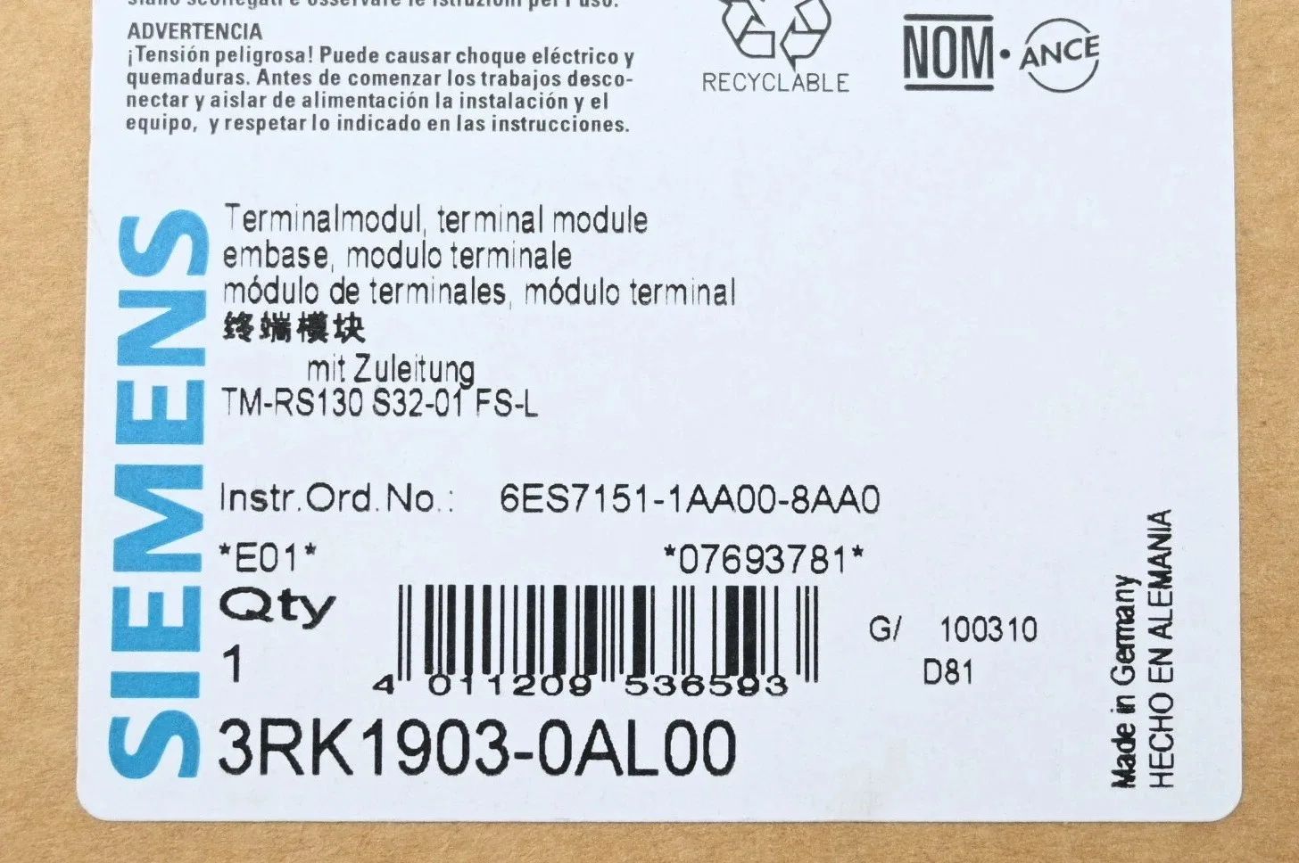 Siemens 3RK1903-0AL00 Модуль ET-200 5
