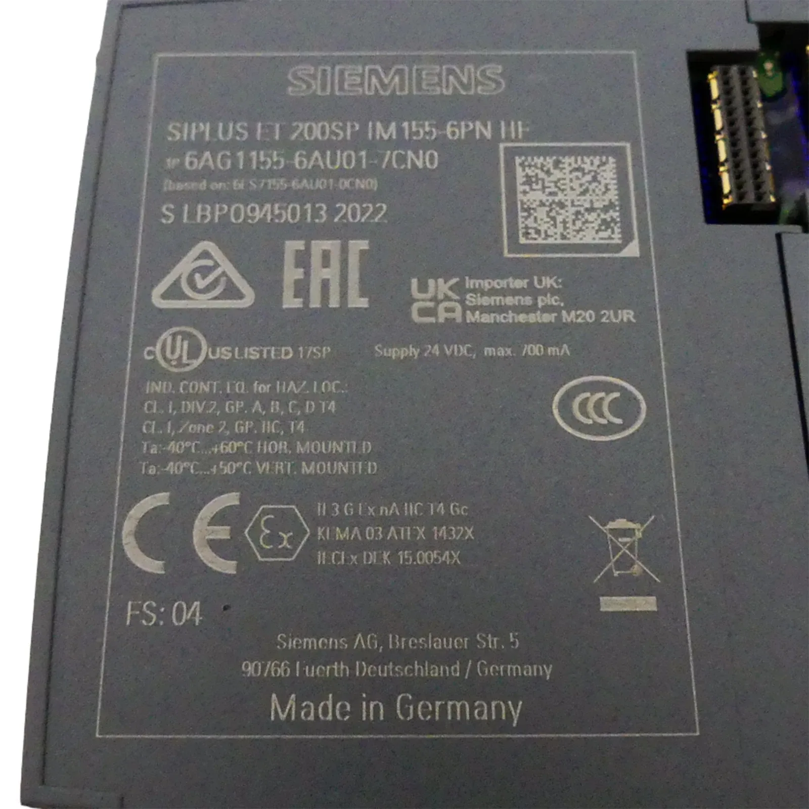 Siemens 6AG1155-6AU01-7CN0 Модуль ET-200 3