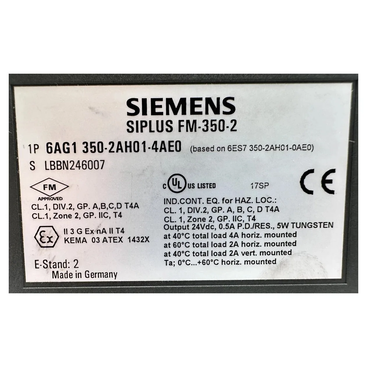 Siemens 6AG1350-2AH01-4AE0 Модуль S7-300 4