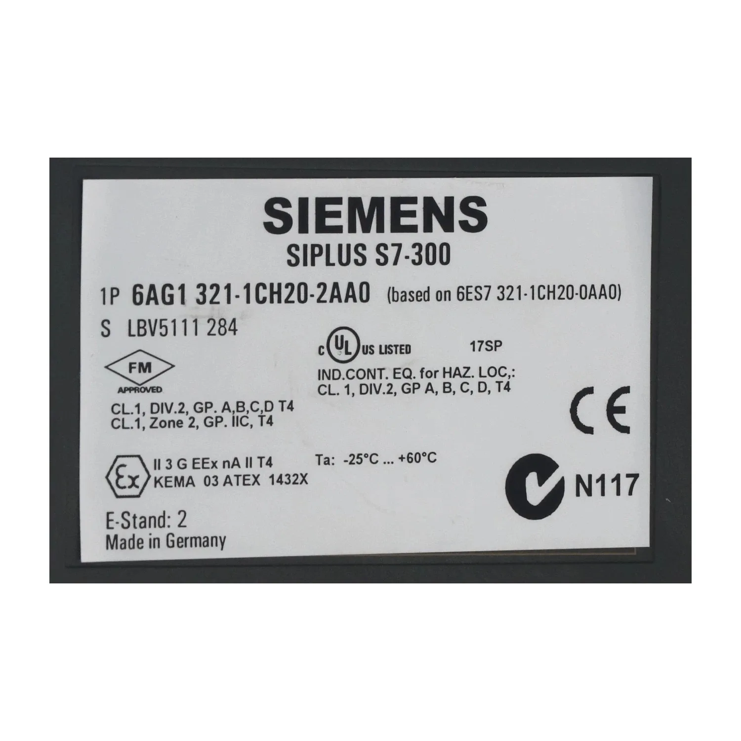 Siemens 6AG1321-1CH20-2AA0 Модуль S7-300 4